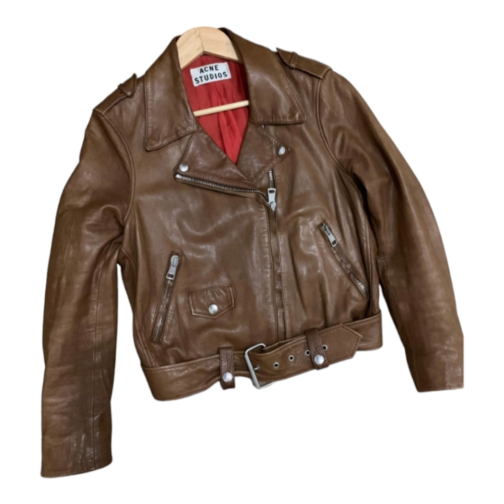 Acne Studios Leather Jacket in Camel Cognac Brown - DE 36 / US 4